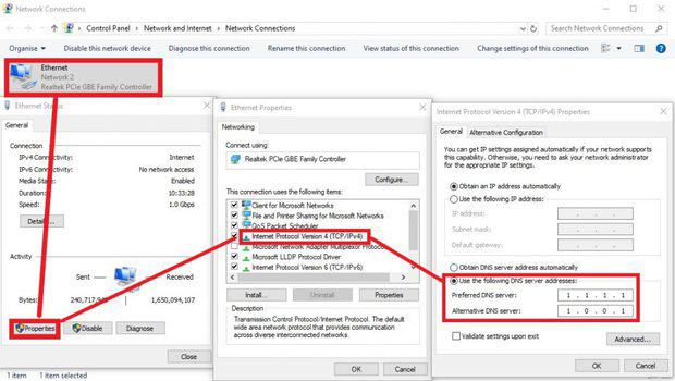 Changing DNS Servers to Cloudflare's 1.1.1.1 and 1.0.0.1